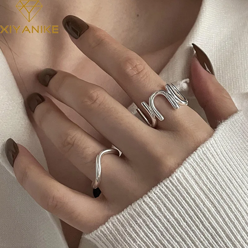 

DAYIN Simple Letters U Line Cuff Finger Rings For Women Girl Korean Fashion New Jewelry Ladies Gift Party anillos mujer