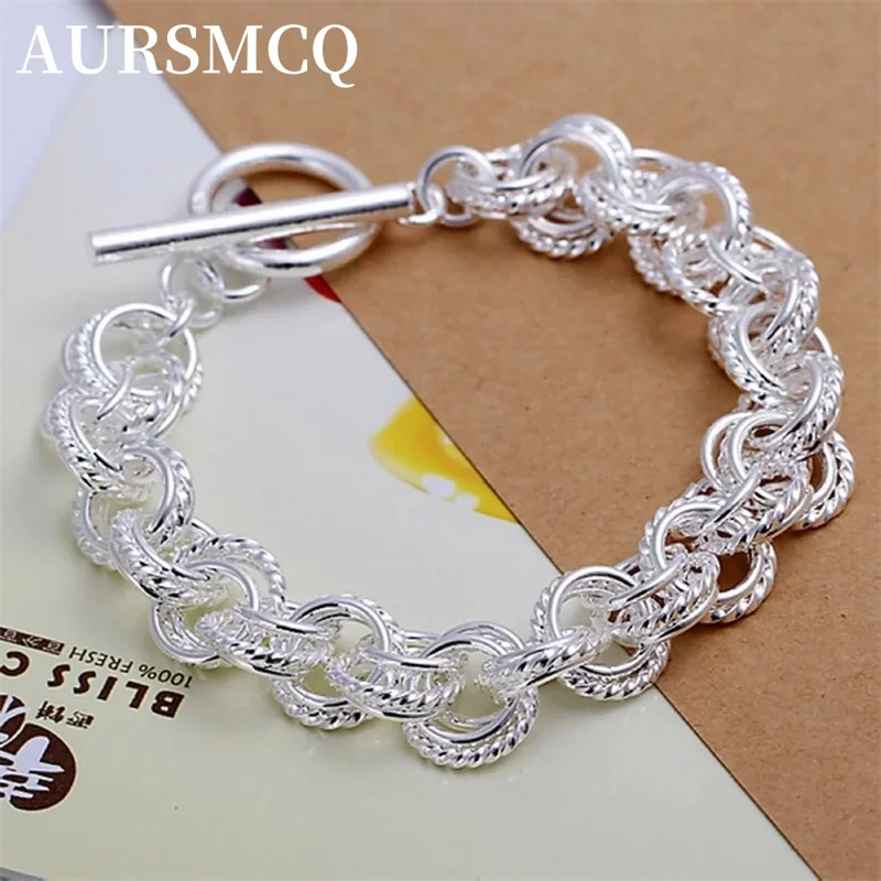 

High quality 925 Sterling Silver Jewelry pretty nice fashion popular Bracelets wedding party circle free shipping factory price