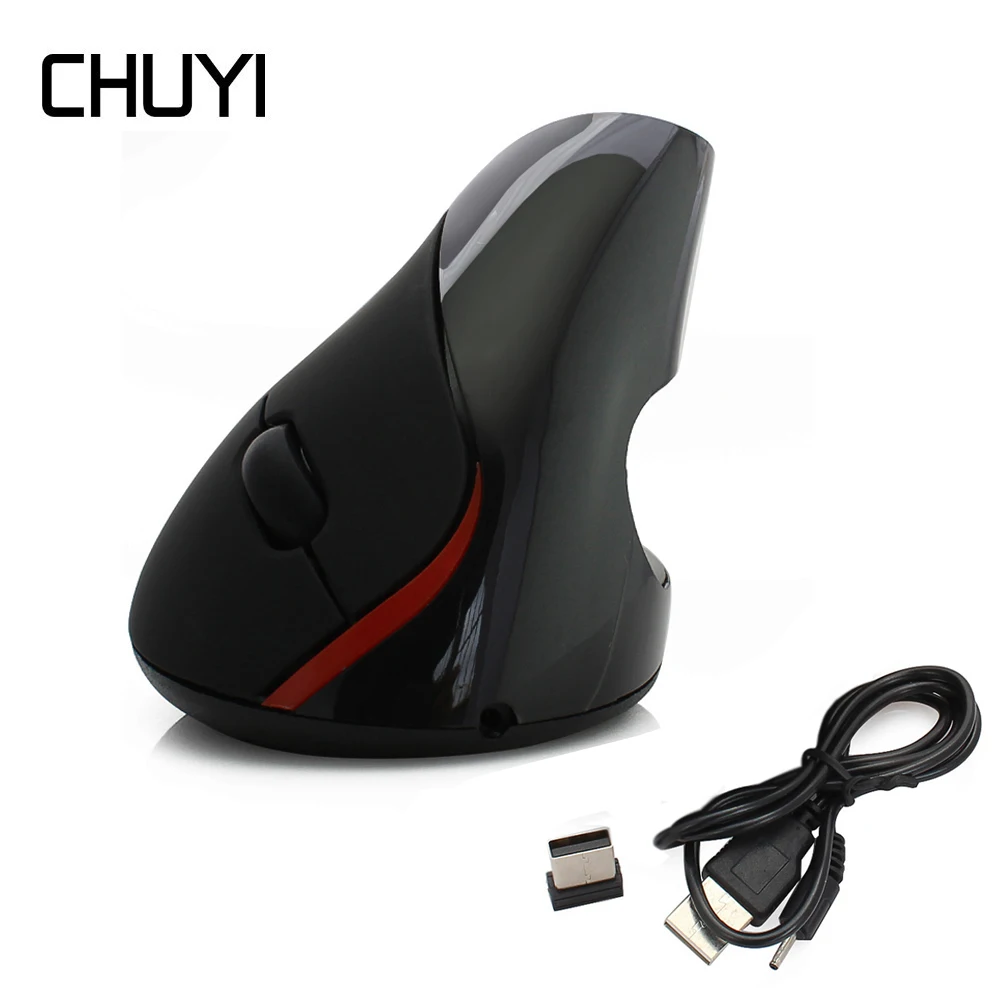 

CHUYI 2.4G Wireless Mouse Rechargeable Ergonomic Vertical Mause USB 1600 DPI 5D Optical Gaming Mice With Mouse Pad For PC Laptop
