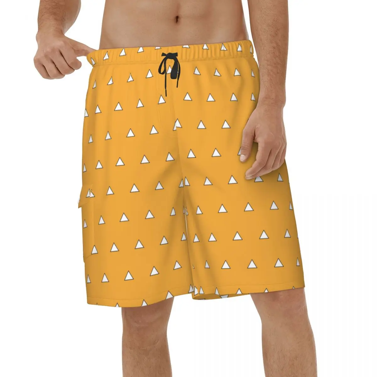 

Summer Fashion Agatsuma Zenitsu Men Beach Shorts Running Swimwear Surf Demon Slayer Anime Swimsuits Male Breathable Board Shorts