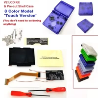 touch version v2 ips hightlight backlit lcd for game boy advance sp for gba sp console and clear shell case