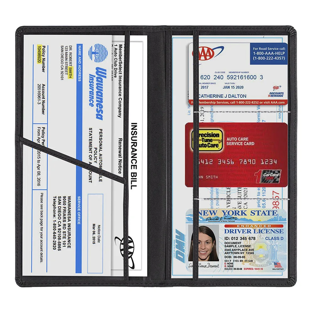 Customized name New Style Car Document Holder Car Registration And Insurance Card Holder PU Leather License Registration Holder