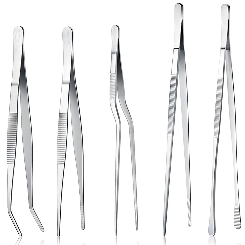 

5 шт. набор пинцетов из нержавеющей стали, щипцы для приготовления пищи, пинцет для барбекю, выпечки, гриля, салата, стейк, шведского стола-кухонные инструменты