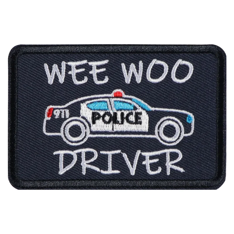 Фото 1 шт. автомобильная вышитая нашивка Wee Woo Driver, термоклеевая/пришивная аппликация, значок для одежды своими руками, для курток, джинсов, рюкзаков, аксессуаров №1