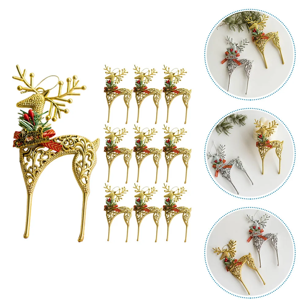 

10 Pcs Christmas Elk Pendant Decorations Xmas Tree Hanging Party Props Pendants Decors Plastic