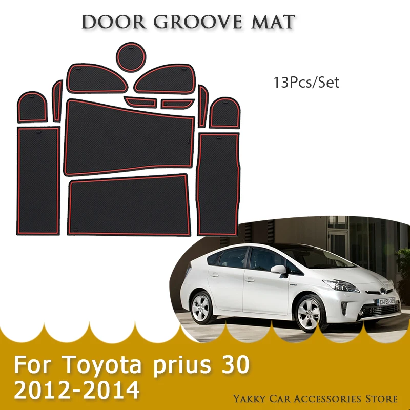 

Phone Gate Slot Mats For Toyota Prius 30 XW30 2012 2013 2014 Door Groove Pad Rubber Anti-Slip Cup Cushion Car Interior Sticker
