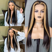 highlight blonde wig brown lace front wig long slik straight synthetic lace front wigs for black woman with baby hair heat safe