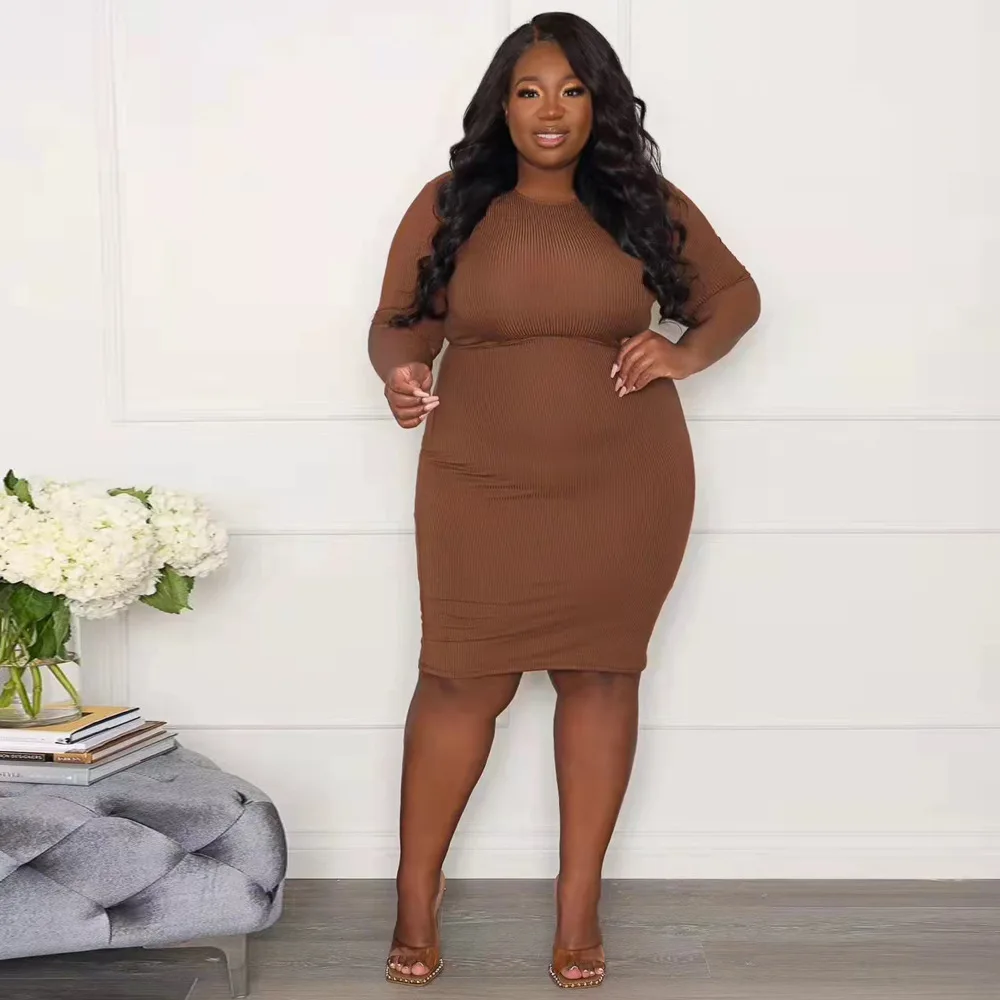 

Perl Round Neck Skirt Plus Size Dresses Casual Fashion Women's Clothing