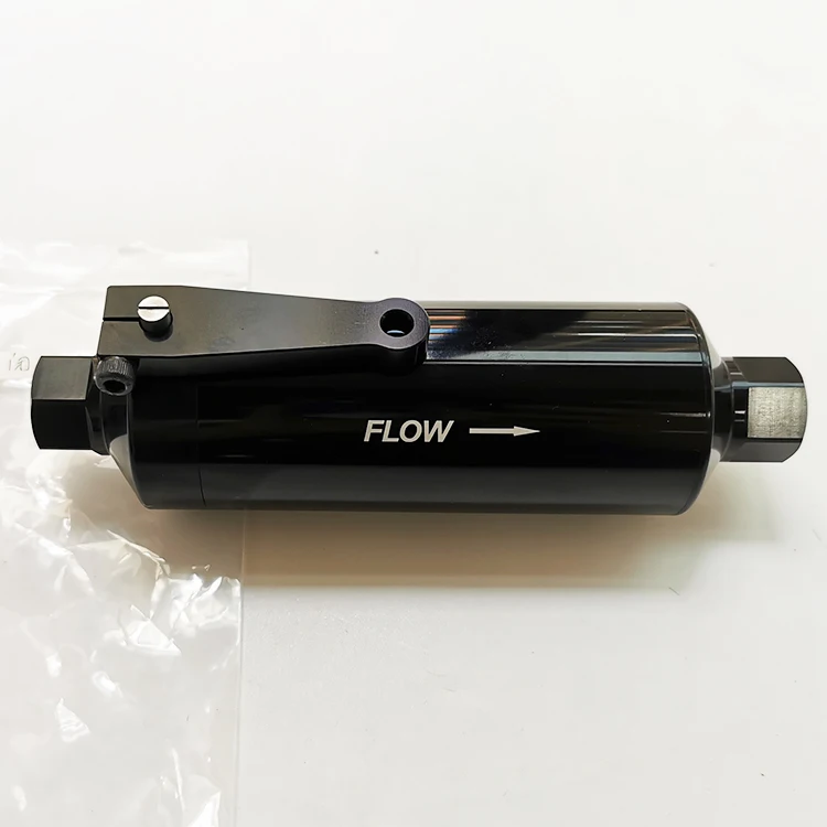 

High Performance Black Billet Inline Stainless Fuel Filter 10 micron AN6 AN8 AN10 ORB-10 Shutoff Valve Fuel Filter