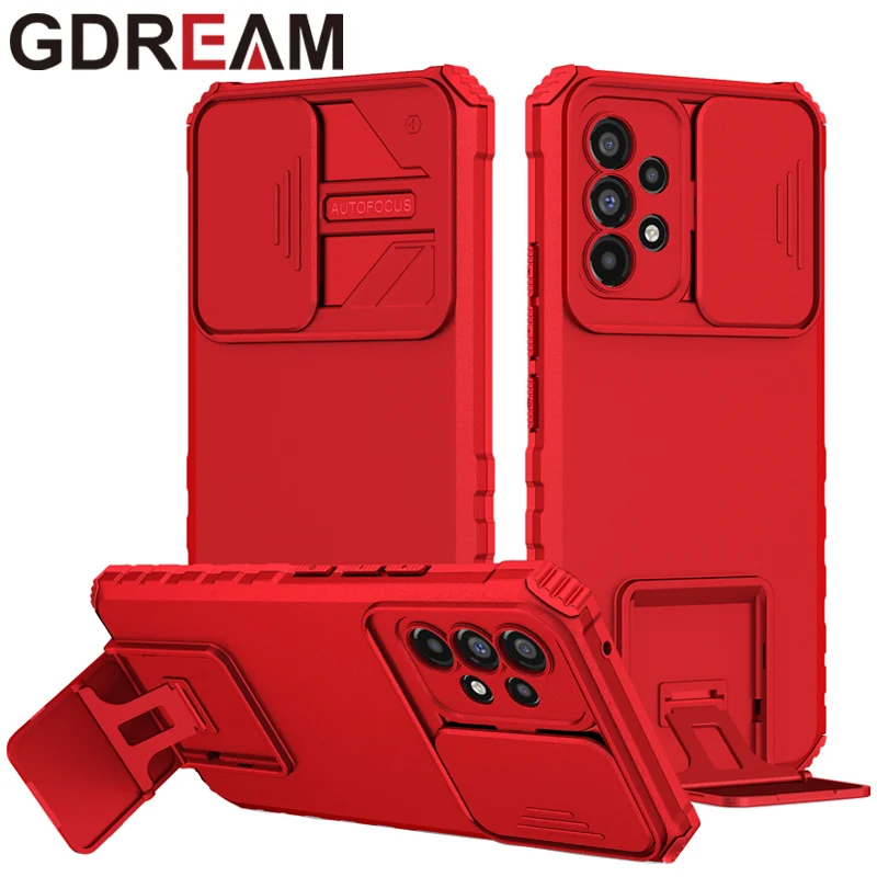 

Shockproof Phone Case For Samsung A21S A31 A51 A12 A32 A42 A52 A72 Bracket Push Window Back Cover For Galaxy A03 A13 A23 A33 A53