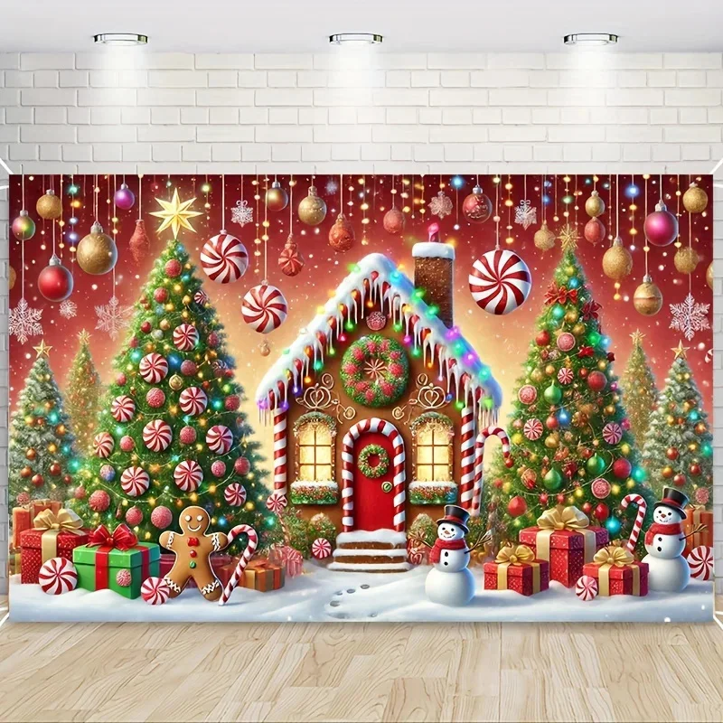 Рождественский пряничный домик баннеры из полиэстера праздничные настенные