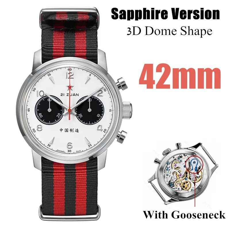 

RED STAR 42mm Seagull 1963 Chronograph Men Watches 3D Sapphire/Hardlex ST1901 Hand Winding Movement Mechanical Watch Pilots