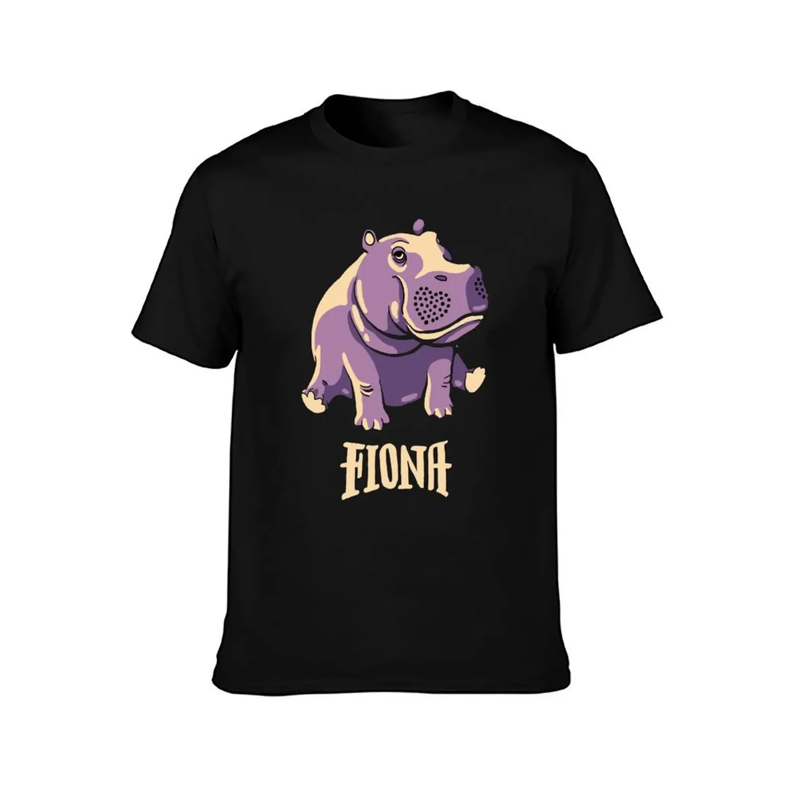 Фото Футболка «Фиона-бегемот» # Футболка TeamFiona Merch с милым изображением детеныша бегемота, мужская футболка с принтом. №2