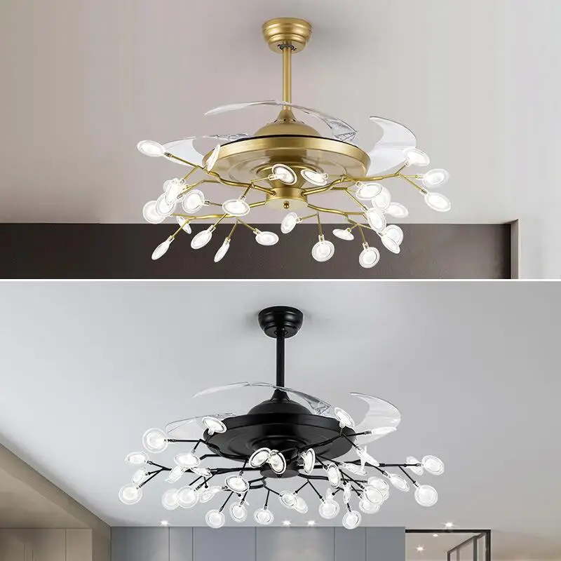 

Light Led Ceiling Fan Pendant Lamp Art Chandelier Firefly Living Room Luxury Simple Modern Restaurant Home Nordic 42 inch