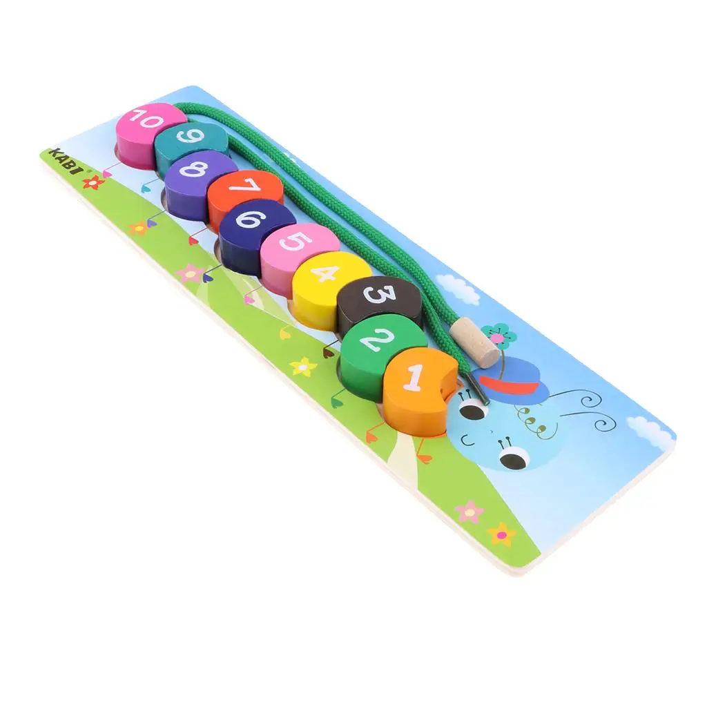 

Children's Wooden Caterpillar Lacing Game Preschool Educational Toy Gift