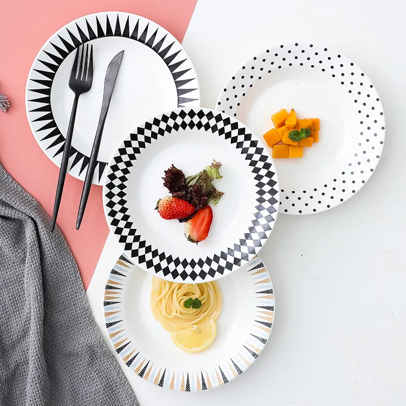 

Nordic creative pasta plate straw hat bowl pasta net red ins ceramic deep western tableware household plate dish