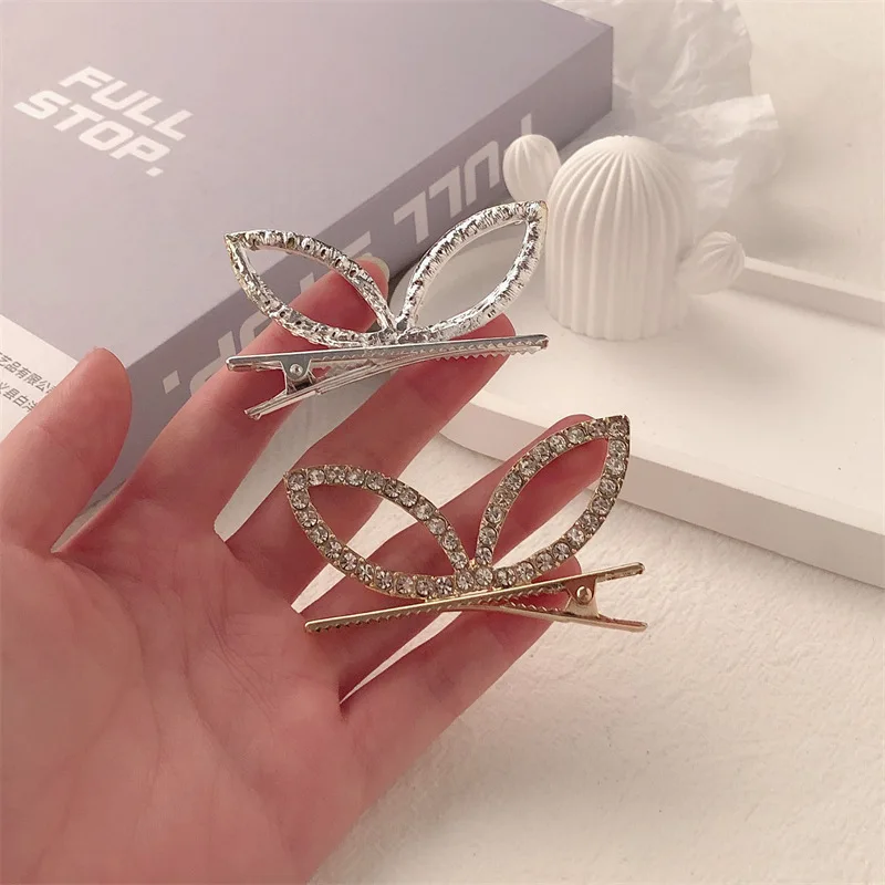 Женские милые шпильки для волос с жемчужинами Мультяшные кроличьи уши стразы