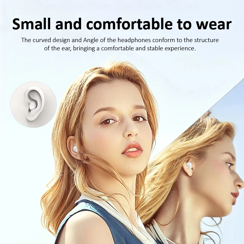 Фото Наушники ORONE SK19 Mini Bluetooth 5.3 с ANC, шумоподавлением до -40 дБ, ультралегкие (3 г), внутриканальные, стерео, комфортная посадка №4