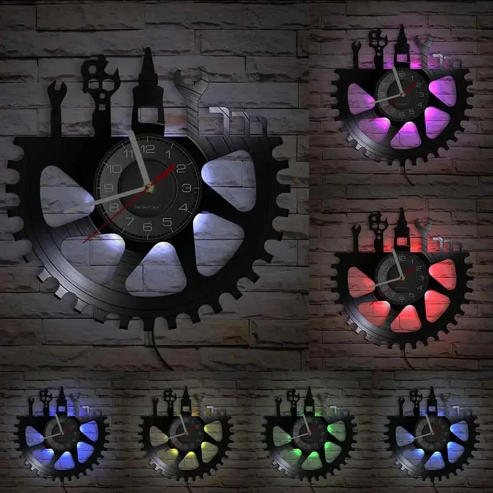 Велосипедные настенные часы с виниловым музыкальным логотипом декор для