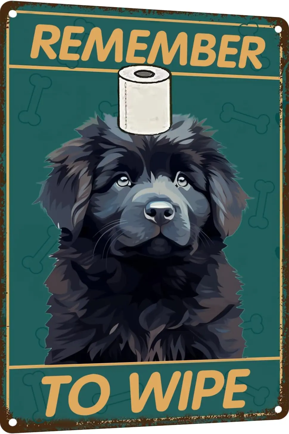 Дерзкая собака метал Оловянная вывеска-не забудьте протереть Декор ванной