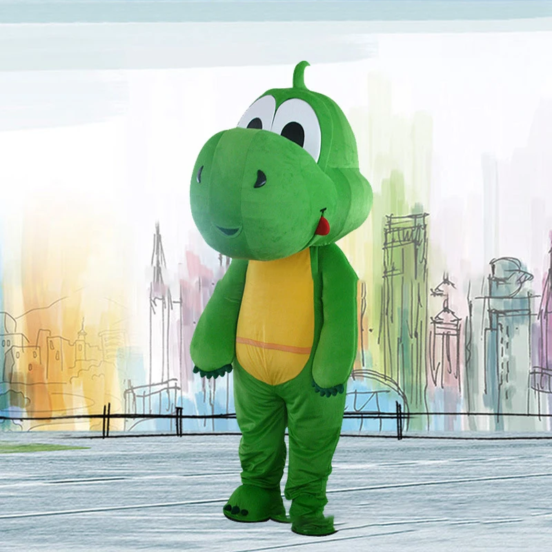 

Зеленый дракон динозавр Хэллоуин Карнавал раньше косплей костюм талисмана для взрослых