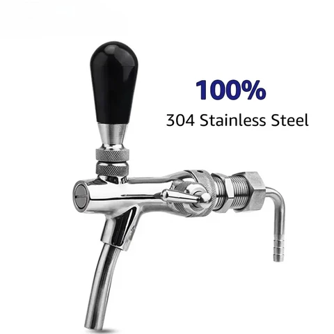 Регулируемый кран для пива из нержавеющей стали, итальянские краны для пива с коротким хвостовиком и диспенсером для контроля потока для домашнего пивоварения Kegerator Bar