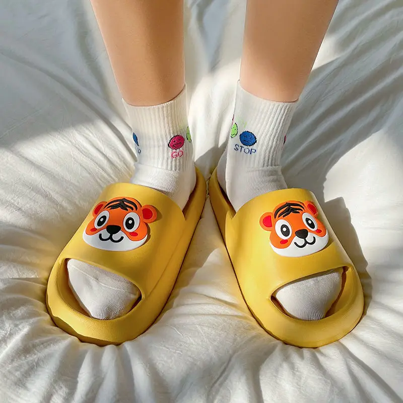 Slippers Summer Girls Thick Bottom Cartoon Tiger Shoes Home Indoor Bath Non-slip Couple Slippers Men Shoes Women