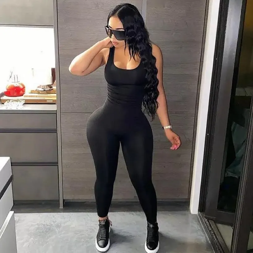 

New Autumn Fashion Street Shooting Sports Yoga Slim Fit Backless One-Piece Trousers Jumpsuits For Women