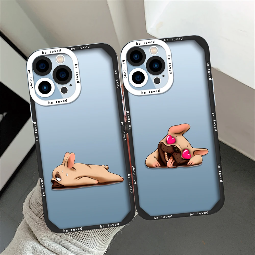

Funny Cute Bulldog Soft Phone Case for iPhone 14 13 11 12 Pro Max Mini XS XR X 8 Plus Shockproof Silicone Back Cover Clear Capa