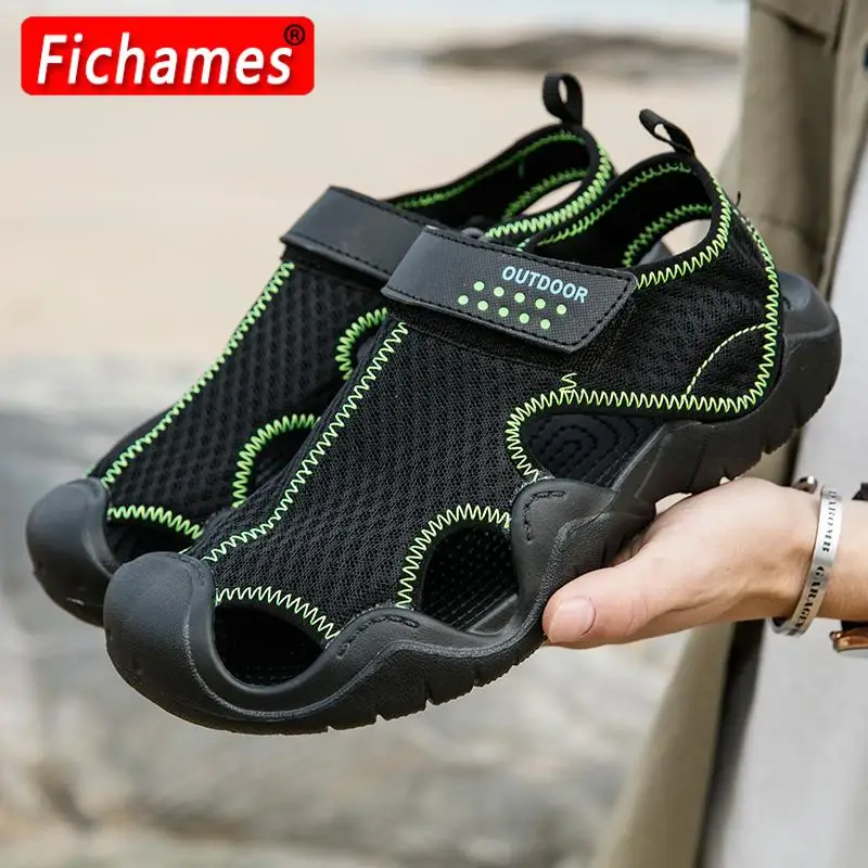 

Мужские сетчатые сандалии, легкие пляжные босоножки, обувь для отдыха на открытом воздухе, лето