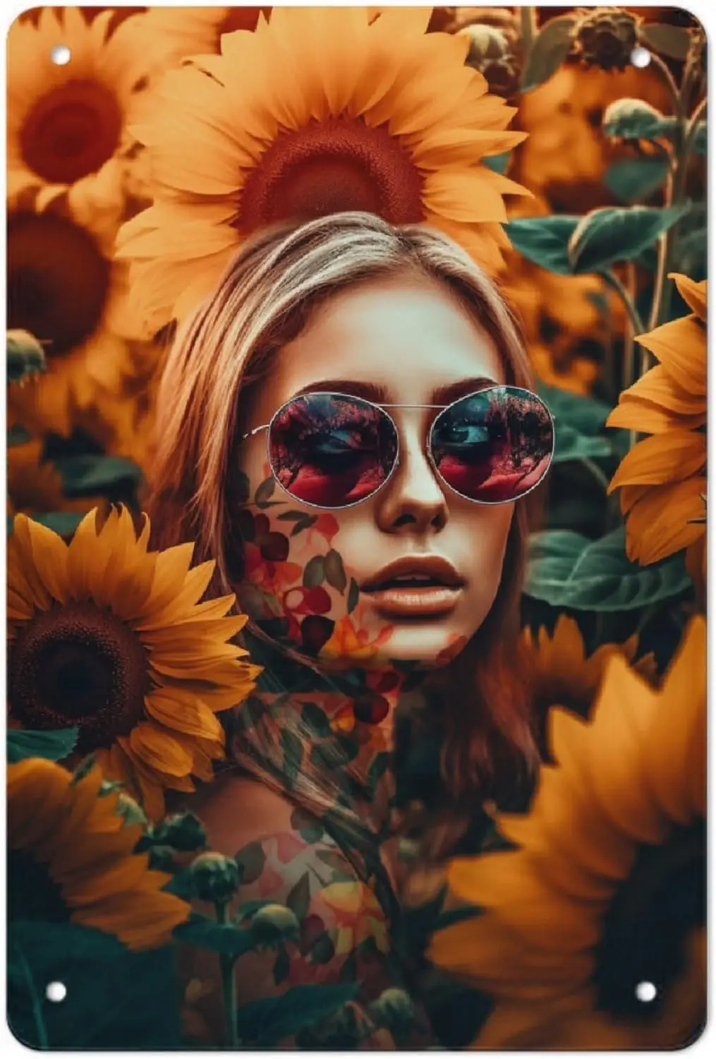 JOCASA Девушка Подсолнух Винтаж Металлический Плакат Декор-Ретро Алюминиевая