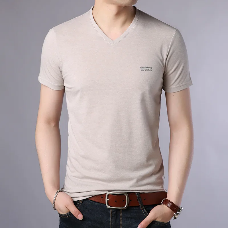 1218 The latest New round neck casual short sleeve thick solid color