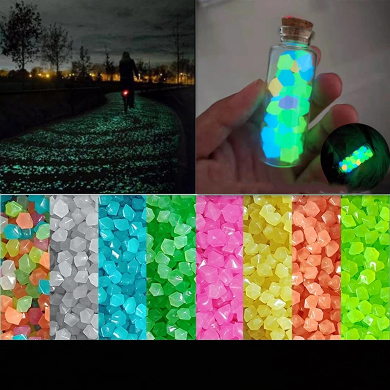 

300Pcs Garden Decor Luminous Stones Glow In Dark Decorative Pebbles Pebble Rocks Outdoor Fish Tank Aquarium Decorations