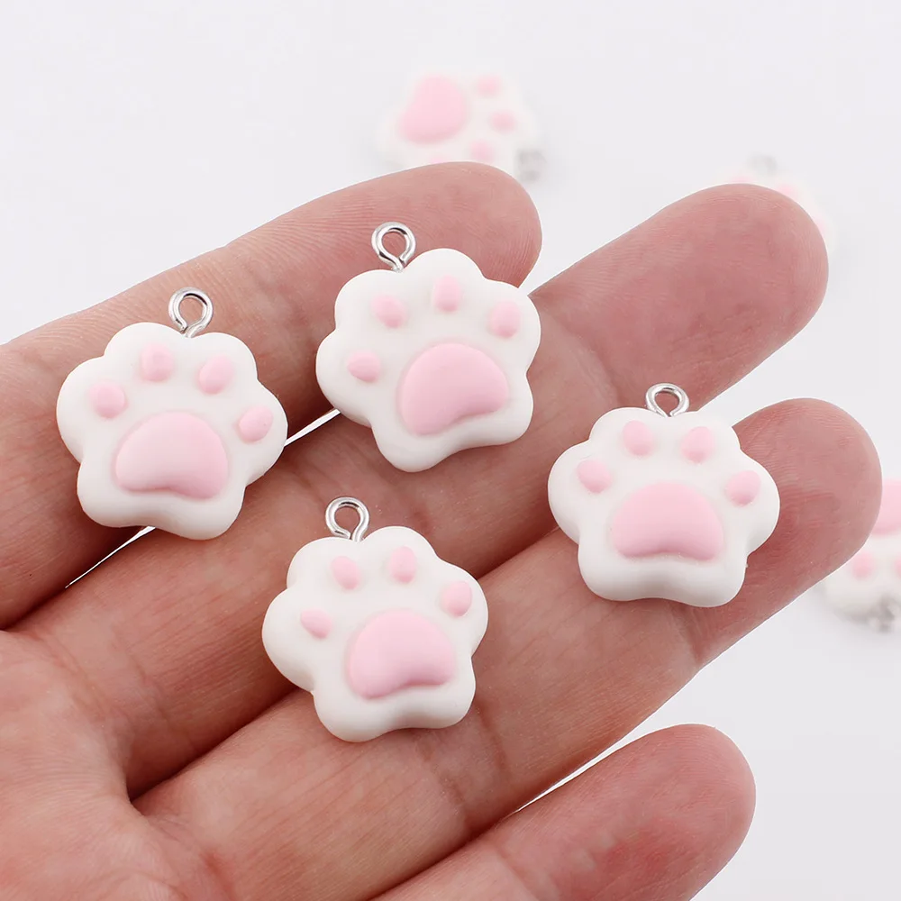 

10pcs Cute Cat Claw Resin Charms Kawaii Pink Dog Claw Pendants Charms for Jewelry Making DIY Earrings Necklaces Making Supplies