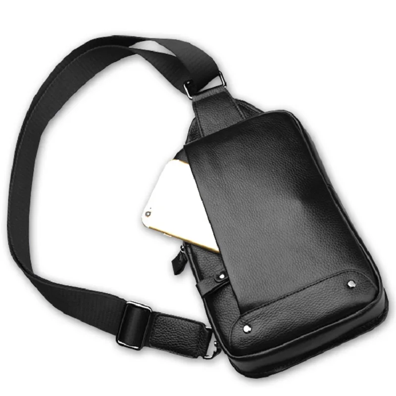 

HAPPIEST Men's Handbag Genuine Leather Chest Bag Male Phone Pouch Crossbody Shoulder Bags Bolso Bolsa Masculine Side Bag for Men