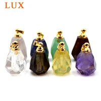 natural gemstone perfume bottle lace agates rose quartzs clear crystal lapis lazuli pendant charms for necklace making