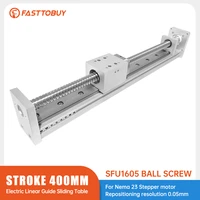 stroke 400 mm electric sliding table lead screw 1605 linear guides repositioning resolution 0 05mm for cnc machine