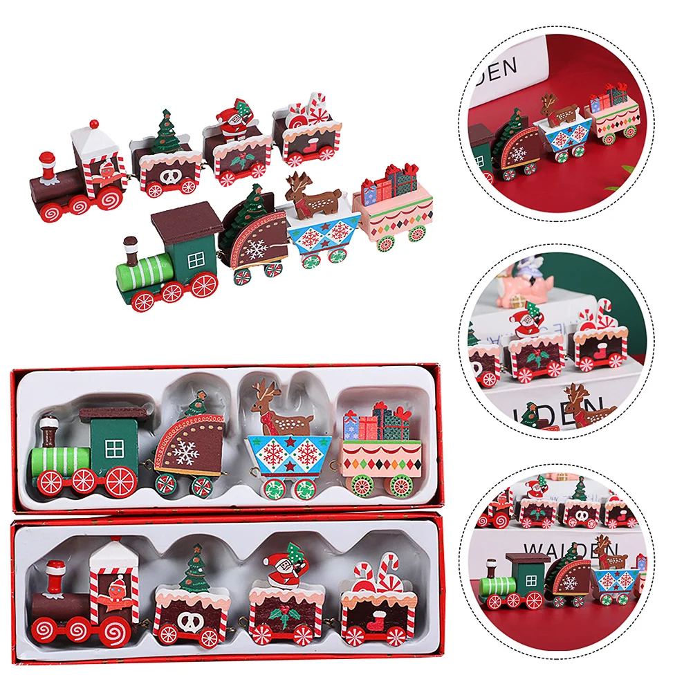 

Christmas Wooden Train Ornament Merry Christmas New Year Table Decoration Kids Gifts Noel Natal Navidad
