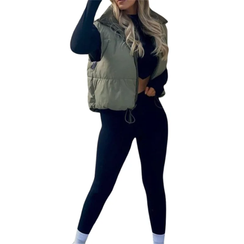 

Женский стеганый жилет, теплый зимний однотонный двухсторонний пуховой жилет на молнии с подкладкой, женские куртки без рукавов, модная уличная мода y2k