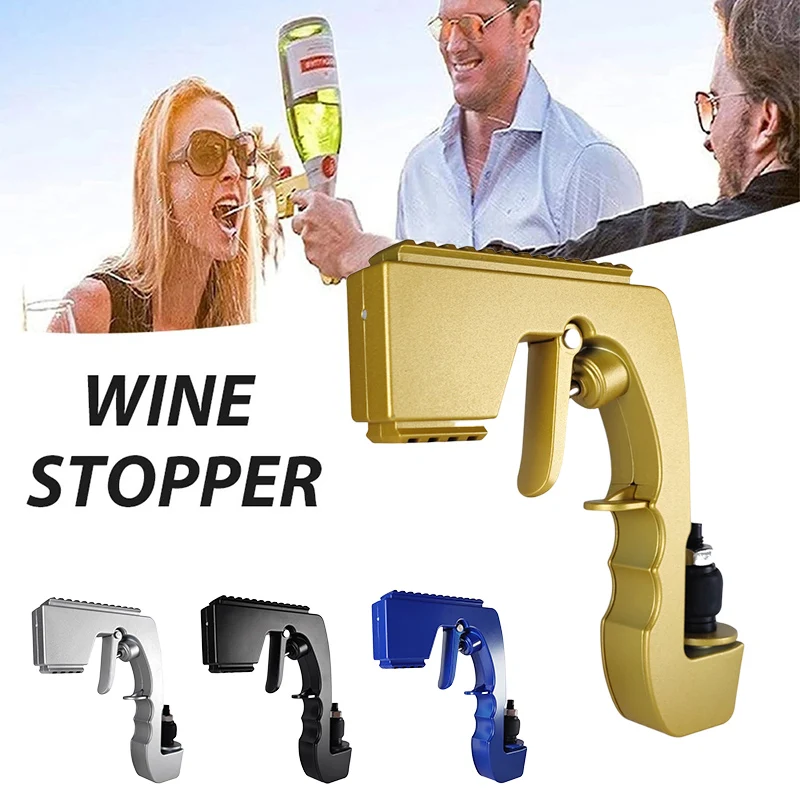 

Metal Alloy Champagne Wine Sprayer Squirt Gun Bottle Beer Vacuum Stopper Shoot Drinking Ejector Feeding Party Club Bar Wedding
