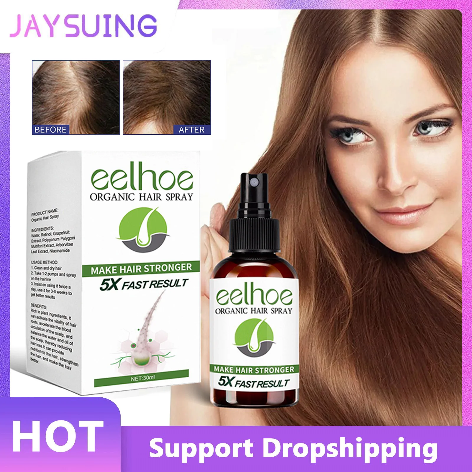 

Hair Loss Treatment Spray Prevent Baldness Thinning Dry Promote Growth Nourishing Scalp Strengthen Roots Hair Fast Growing Spray