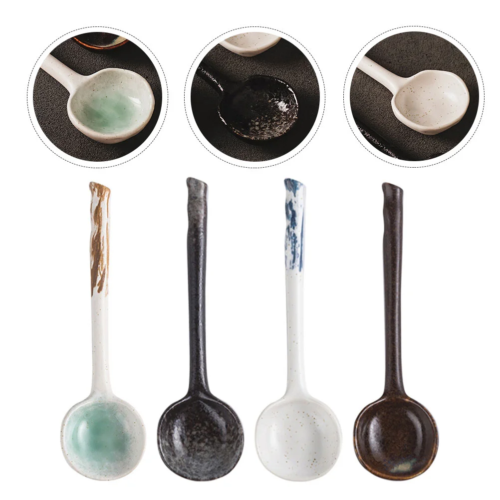 

Spoon Spoons Soup Ceramic Porcelain Chinese Ramen Asian Rice Wonton Dinner Porridge Coffee Dessert Japanese Set Sugar Pho Noodle