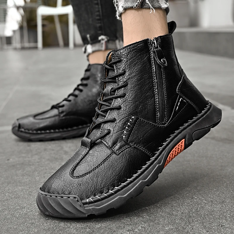 

2023 Retro Cross border Large Martin Boots Men's Leather Outdoor Work Wear Shoes European and American Sewn High Top Men's Shoes