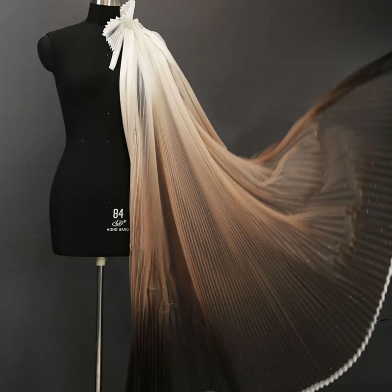 3/5/10 м Блестящая прозрачная плиссированная ткань Омбре градиентная Радужная