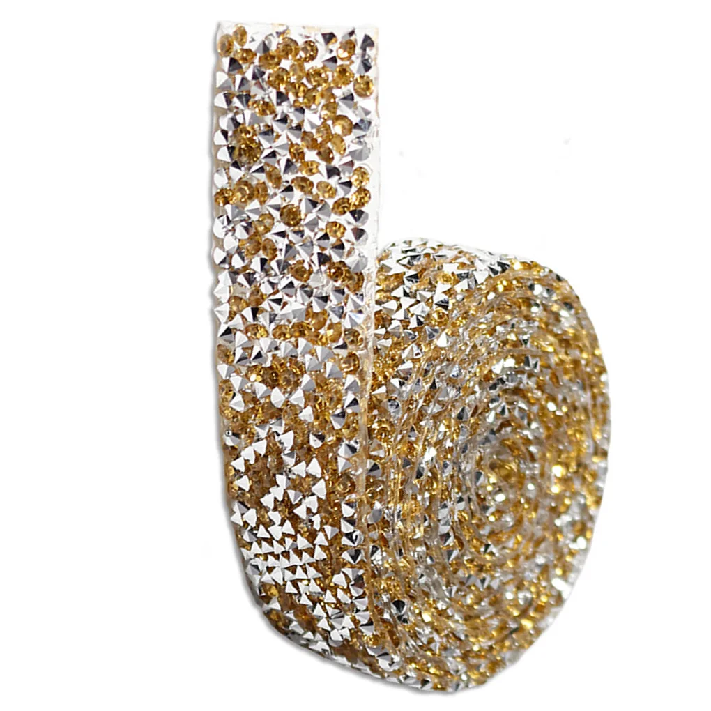 

1/2/3/5 Bling Stickers Glitter Rhinestone Chain Fix Decor Beads Hot Melt Adhesive Drill Strip with Luster Type 3 3.5cmWidth
