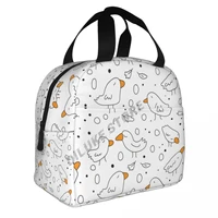 white birds and eggs insulated lunch bags print food case cooler warm bento box for kids lunch box for school