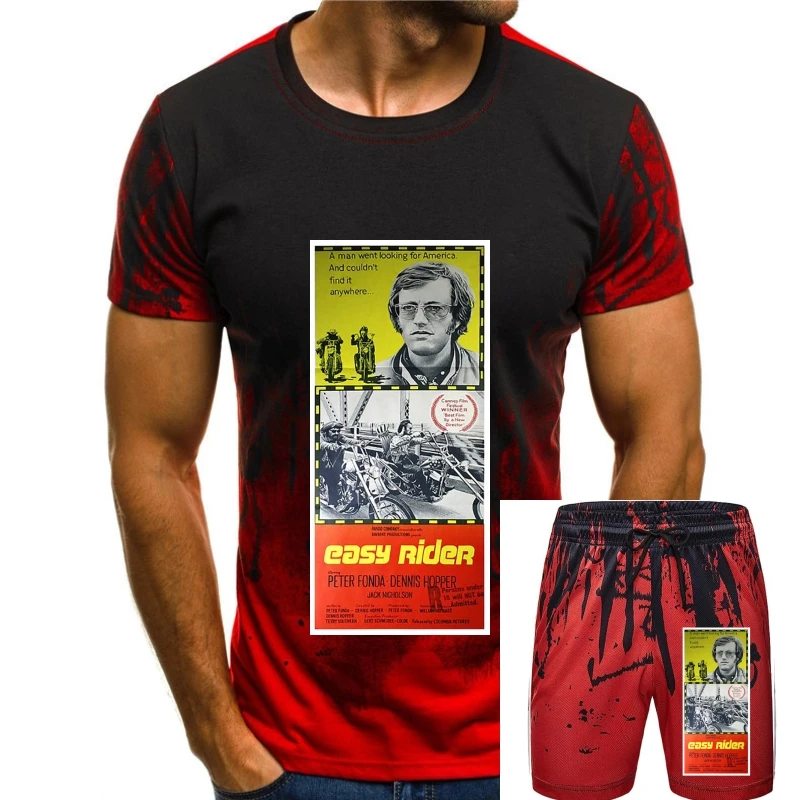 

Men tshirt Easy Rider Movie Lobby Poster 1969 Mens T-Shirt Printed T-Shirt
