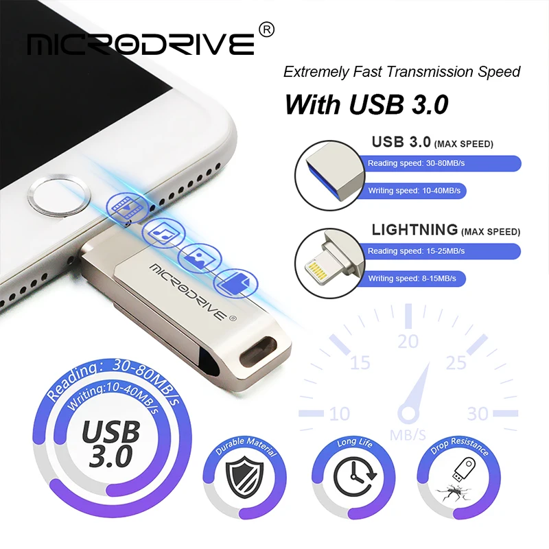 USB 7/7 флэш-накопитель для iPhone X/8/128 Plus/6/6s/5/SE/ipad 2 в 1 8 ГБ 16 32 64 металлический