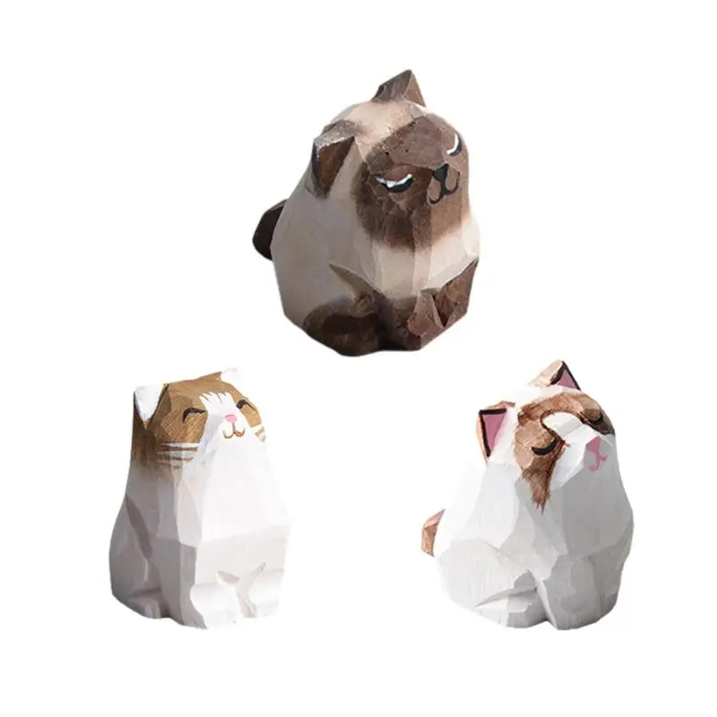 

Миниатюрные статуэтки с маленькими кошками, искусственная резная Статуэтка котенка ручной работы, статуэтка кошки, бонсай, искусственное украшение