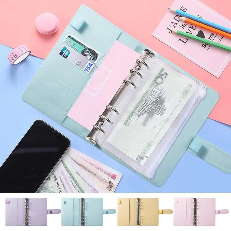 

A6 PU Leather DIY Binder Notebook Cover Budget Planner Cash Envelope Savings Money 6 Holes Binder Loose-leaf Notebook Binder